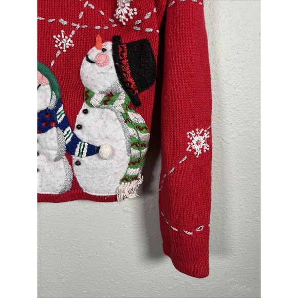 Christmas snowman "ugly" sweater cardigan #45 - Picture 6 of 8